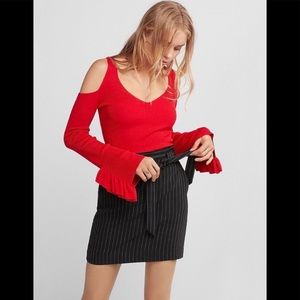 EXPRESS Ruffle Bell Sleeve Cold-shoulder sweater